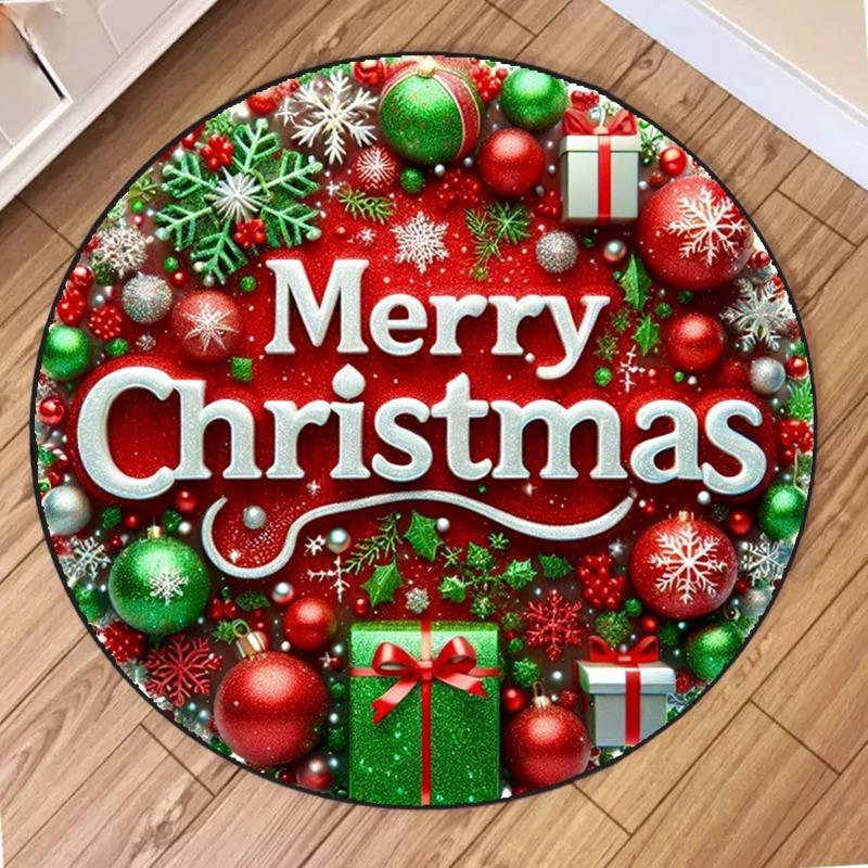 Traditional Christmas Plaid Rug Carpet Mat for Living Room Home Decoration Merry Christmas with Gnome Snowflake Tree Red Green