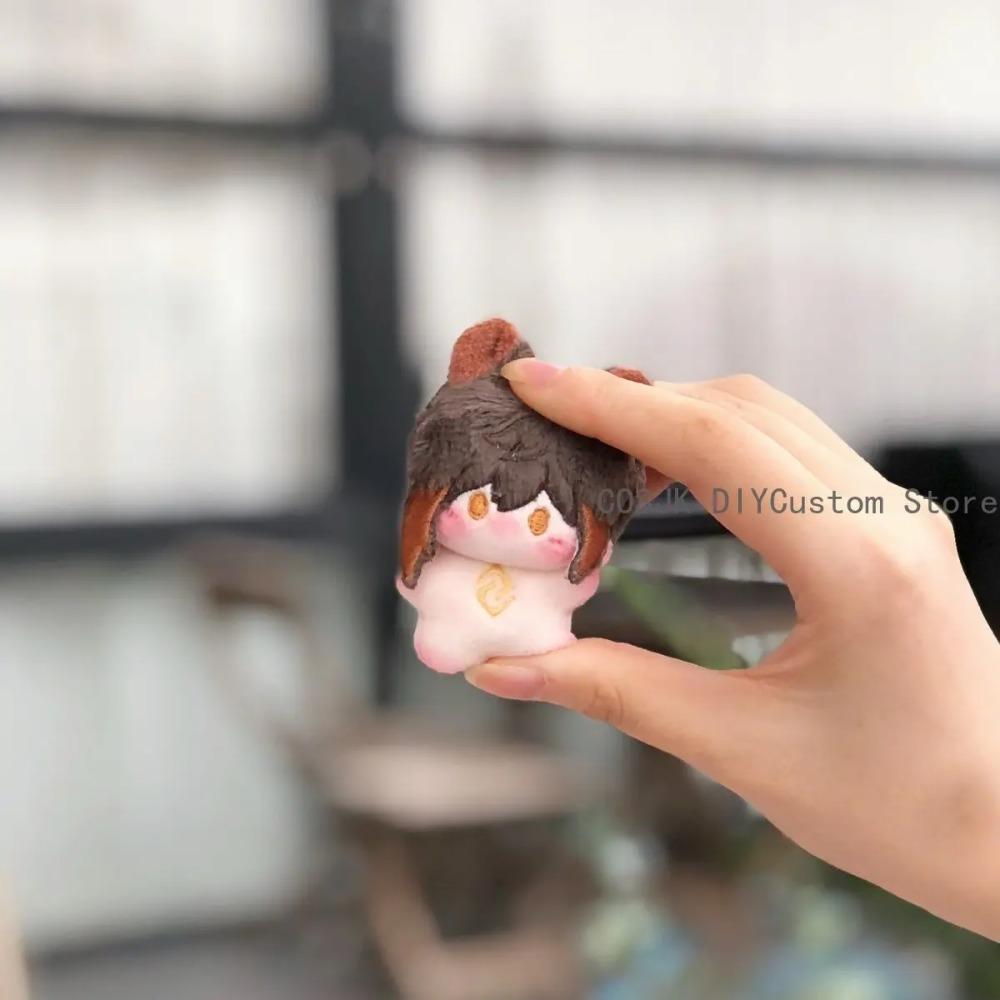 Kawaii Genshin Impact Tartaglia Xiao Neuvillette Wanderer Zhiongli 5CM Mini Plushie Figure Pendant Keychain Fluffy Maumet Gift