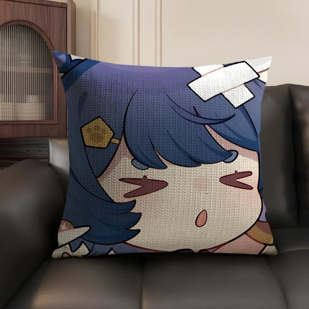Xiangling Cute Genshin Impact Cushion Cover Natural Linen Organic Fabric DoubleSided Printing Sofa Home Decor Gift Pillow Case
