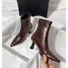New Fashion Ankle Boots Women Pointed Toe Slim Short Ladies Booties Wedding Dress Shoes Autumn Winter Zapatos Mujer