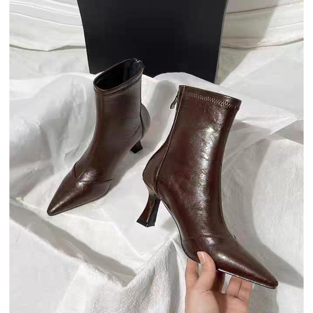 New Fashion Ankle Boots Women Pointed Toe Slim Short Ladies Booties Wedding Dress Shoes Autumn Winter Zapatos Mujer