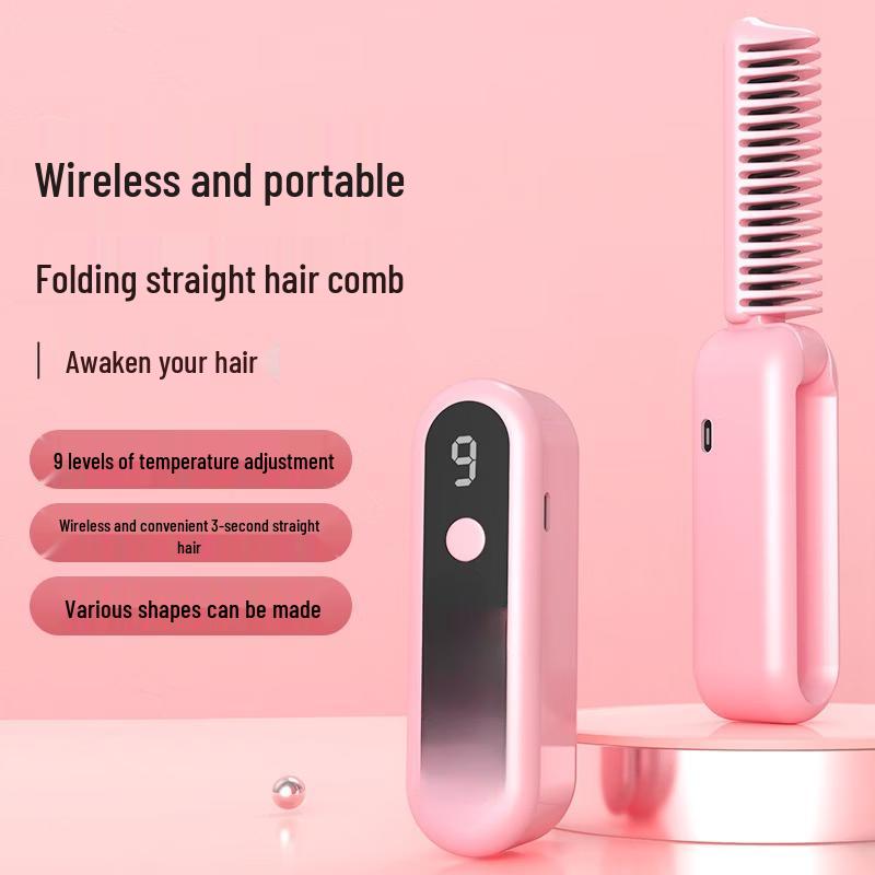OLOEY Foldable Mini Cordless Hair Straightener Comb