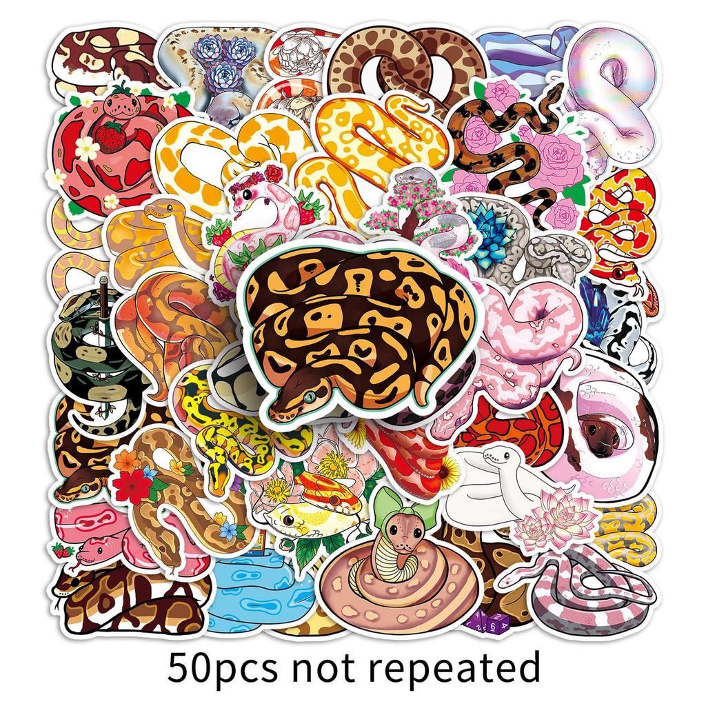 Waterproof Cute Cartoon Snake Stickers: 50-Pack for Water Bottles, Journals, and Phone Cases