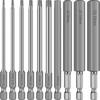 10Pcs Torx Security Head Screwdriver Drill Set 1/4 Inch Hex Shank Length S2 Steel Torx Screwdriver Bit Multiple Size Hex Bits