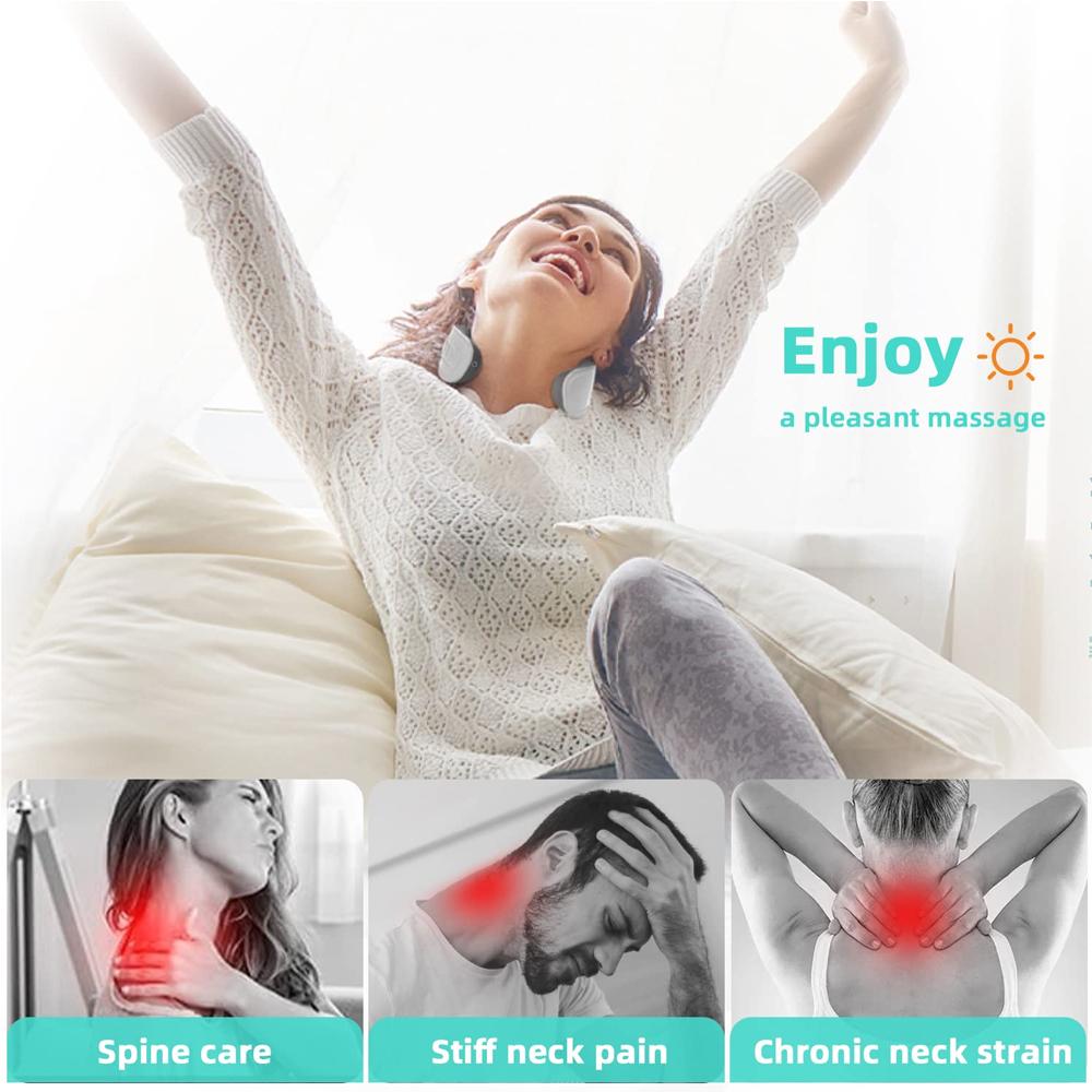 Neck Massager TENS Pulse Electric Cervical Massager Lymphatic Drainage Heating Vibration Back And Neck Massager For Pain Relief