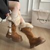 Winter Plateau Dicker Boden Pelzfutter Damen Ritter Hohe Stiefel Modische Gürtelschnalle Stripper Party Schuhe Damen Lange Stiefeletten