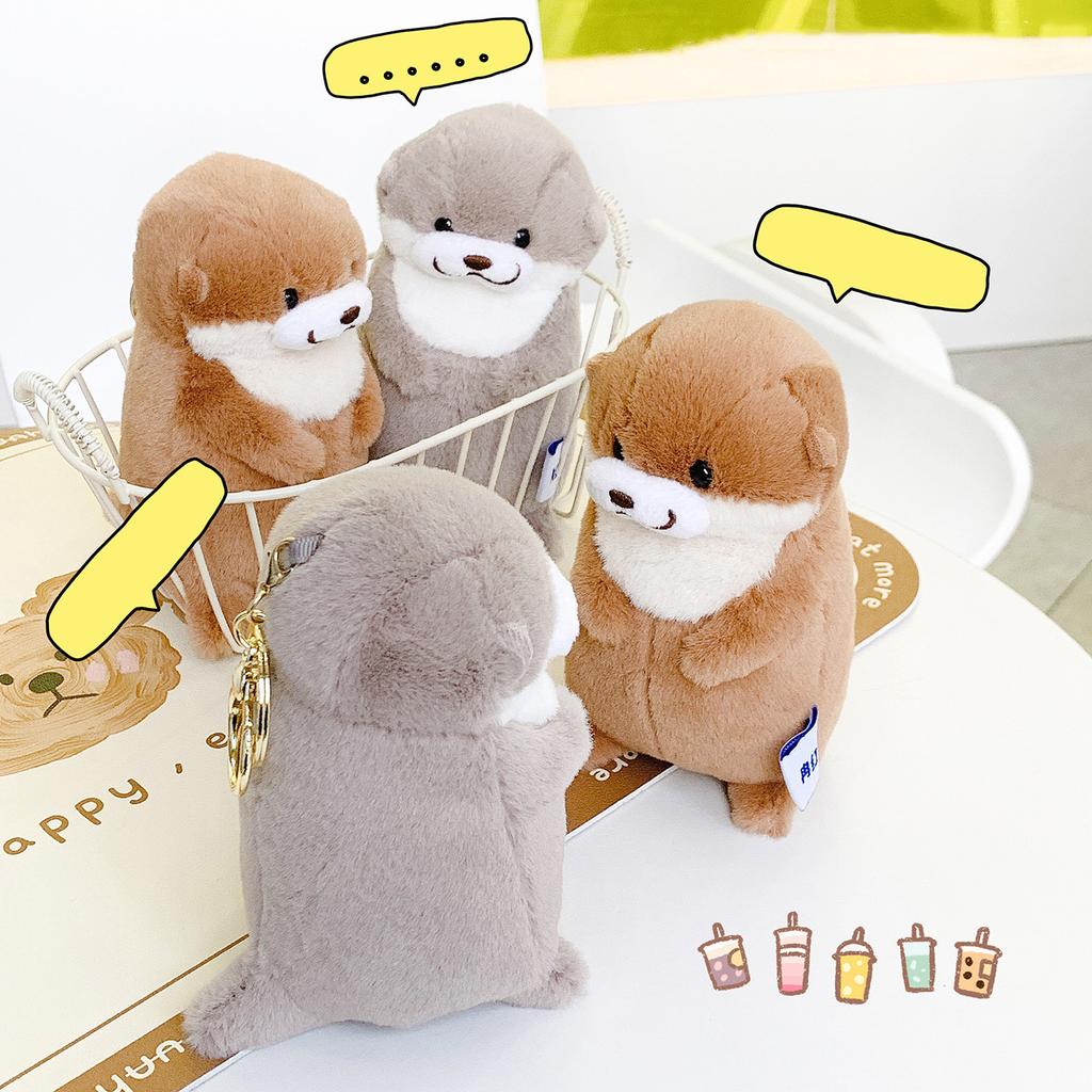 New Cartoon Cute Simulation Otter Plush Doll Keychain Pendant Children's Birthday Gift Super Soft Plush Stuffed Toys Bag Pendant
