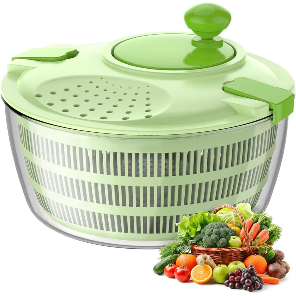 LMETJMA Quick Dry Salad Spinner 4.2L Salad Washer Labor Saving Lettuce Spinner Multiple Water Outlet Lettuce Drainer