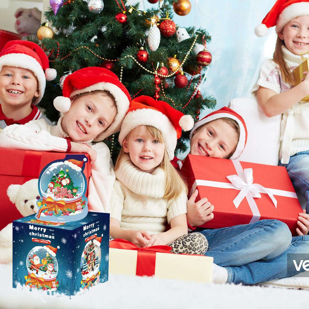 Themed Christmas Blue Crystal Ball Pattern Gift Box Atmosphere Decoration Prop