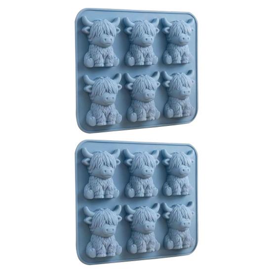 Hochlandkuh Silikon-Eiswürfelform Lebensmittelgeeignet 3D-Form für Whiskey-Cocktails Leicht zu lösend Mini-Kuh Schokoladen-Süßigkeitenformen zum Backen von Gummibärchen Fudge