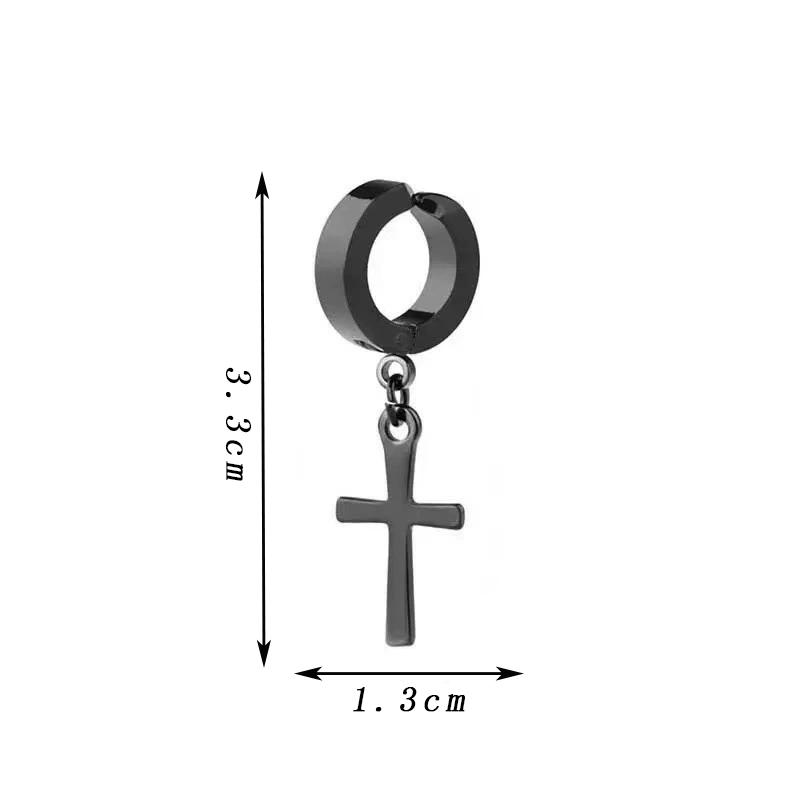 1pc Fashion Cross Pendant Ear Clip Non Piercing Earrings Fake Earrings for Men Women Punk Personalized Stainless Steel Zircon