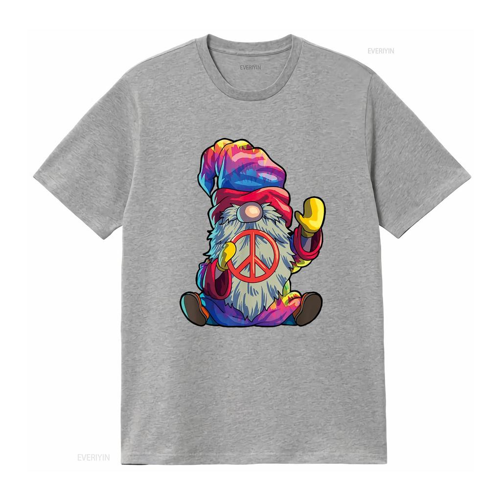 Hippie Gnomes T Shirt Tie Dye Peace vintage Washed homme graphic Top For Everyday Wear Unisex fashion Casual Versatile Slightly