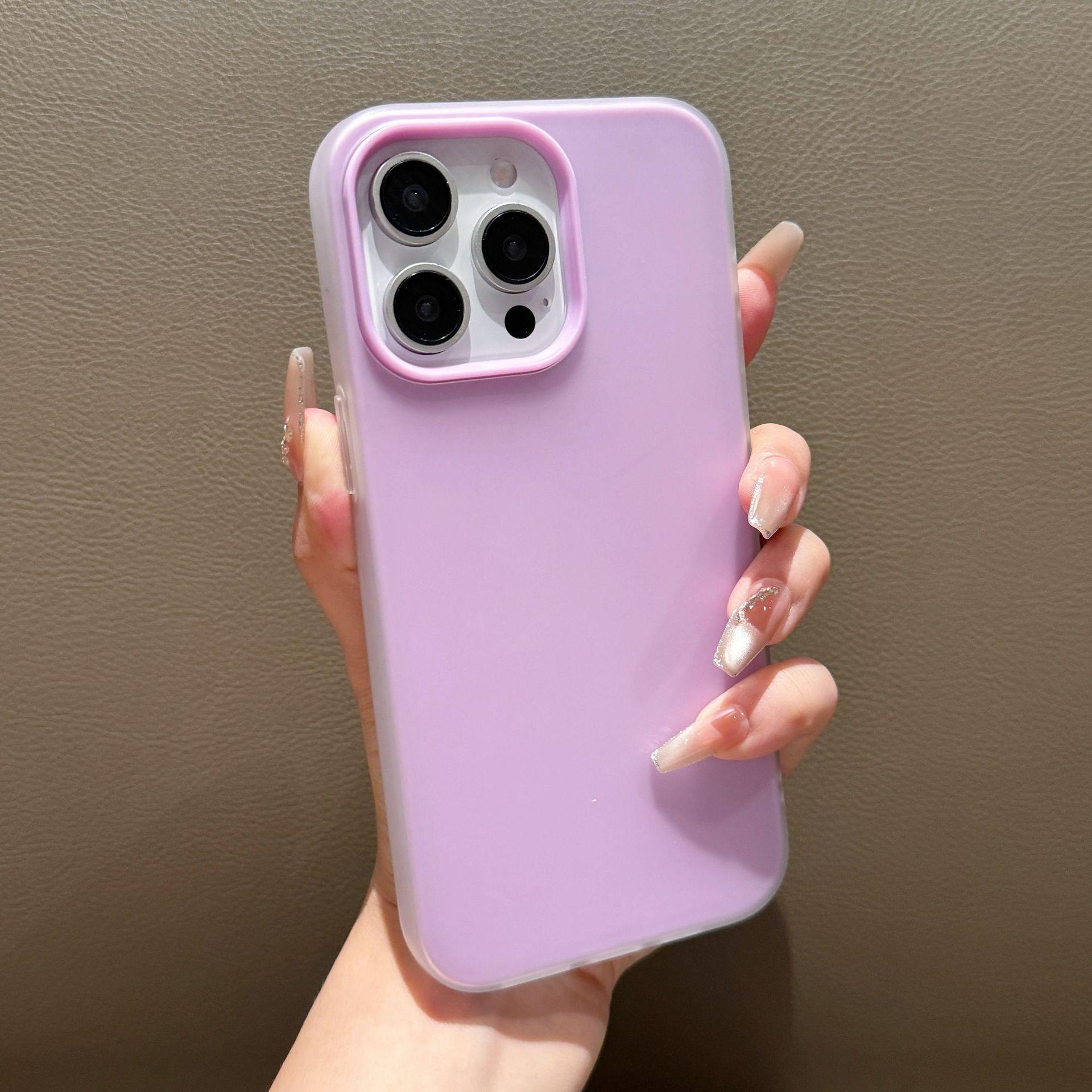 

Легкий противоударный ПП чехол для телефона iPhone 15 14 13 Pro Max Однотонный матовый чехол 7G/8G/SE2(SE 2020)/SE3(SE 2022) фиолетовый