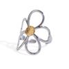 Wanxing Retro Flower Design Gold & Silver Adjustable Open Ring