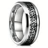 Fashion 8mm Men Stainless Steel Celtic Trinity Knot Rings Inlaid Black Carbon Fiber Rings For Men Women Wedding Band Jewelry