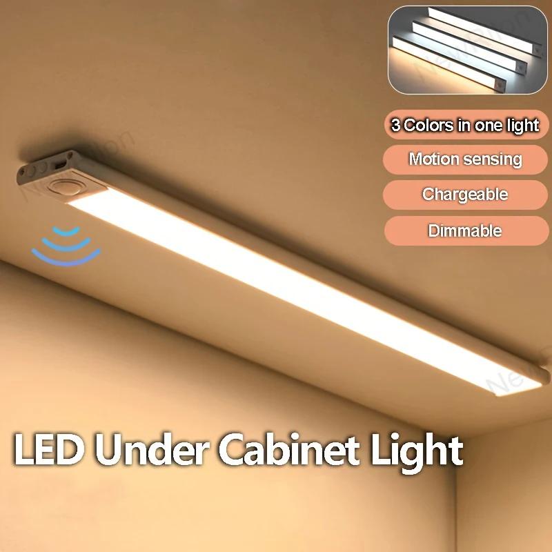 

Ultra-thin Motion Sensor Light Wireless LED Night Lights Bedroom Decor Staircase Closet USB Rechargeable Kitchen Detector Lamp 3 colors in one Lamp
