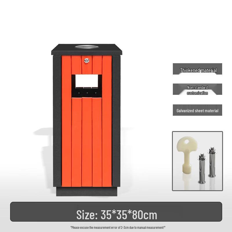 Outdoor Steel Wood Square Waste Bin
