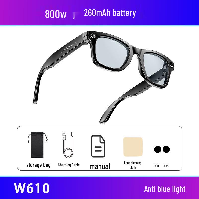 AI Smart Glasses: Video Recording, Bluetooth Audio, Call Support, 8MP Camera, Auto Translation, Color-Changing.