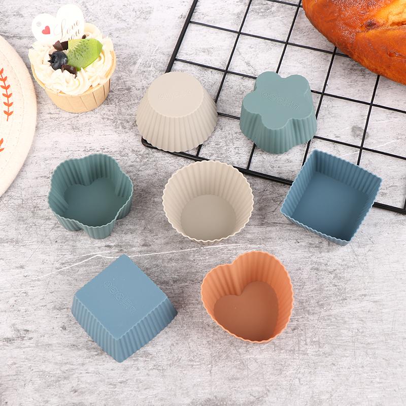 

8 шт. многоформенных силиконовых формочек для кексов, антипригарные многоразовые формы для выпечки, кексов, пудингов, кондитерских изделий, тортов, выпечки 8Pcs