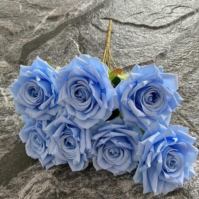 Artificial Roses Bundle Silk Fake Flowers Wedding Decor Simulation Flower Diamond Red Blue Rose El Garden Decoration Plant