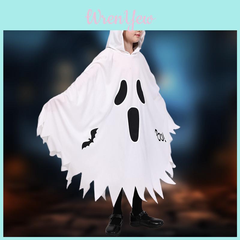 Children Ghost Skeleton Cape With Night Glow For Theater And Cosplay
