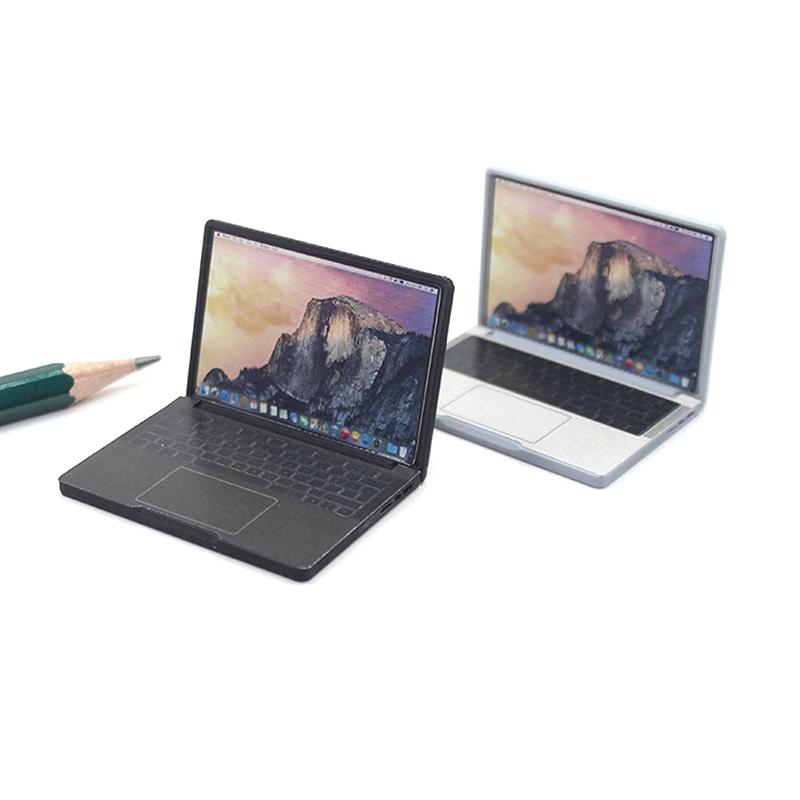 Cute Simulation 1:12 Mini Laptop Computer Dollhouse Miniature Alloy Crafts Dollhouse Decoration For Doll House Diy Accessories