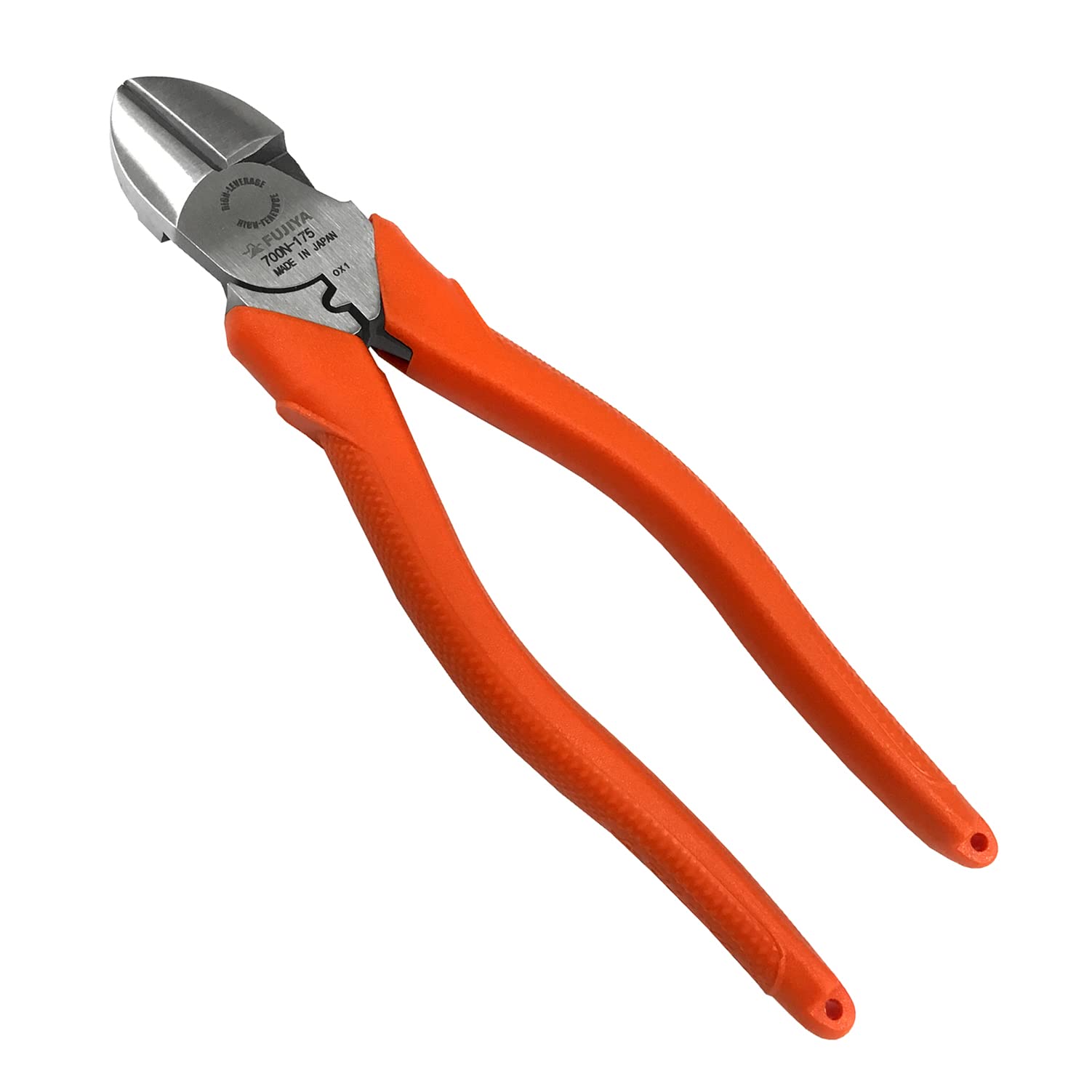 Fujiya Heavy-Duty Eccentric Nippers 175mm Eccentric Lever Setting Easy Crimping Orange 700N
