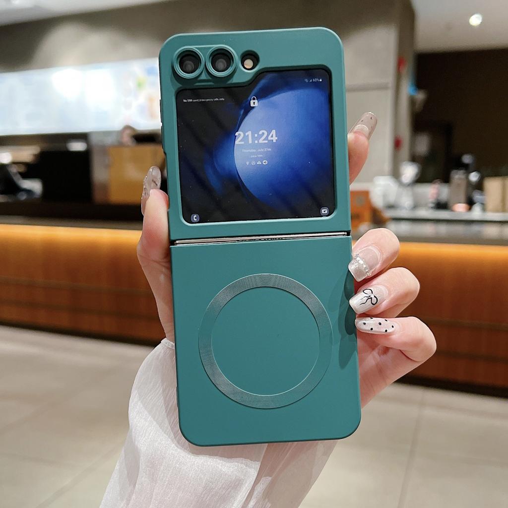 Magsafe Is Suitable for Samsung ZFlip7 Liquid Silicone Mobile Phone Case ZFlip5 Magnetic Suction Hole ZFlip6 Anti Fall