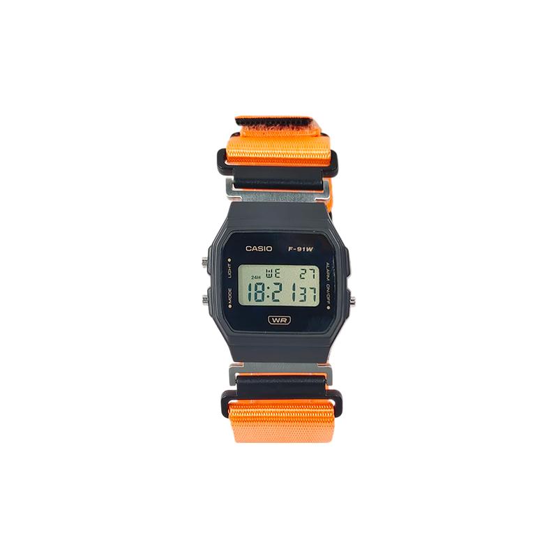 CASIO Customized watch modified series fashion trend life waterproof F-91WB-7A modified-white square green fabric serie F-91WB-7A белый