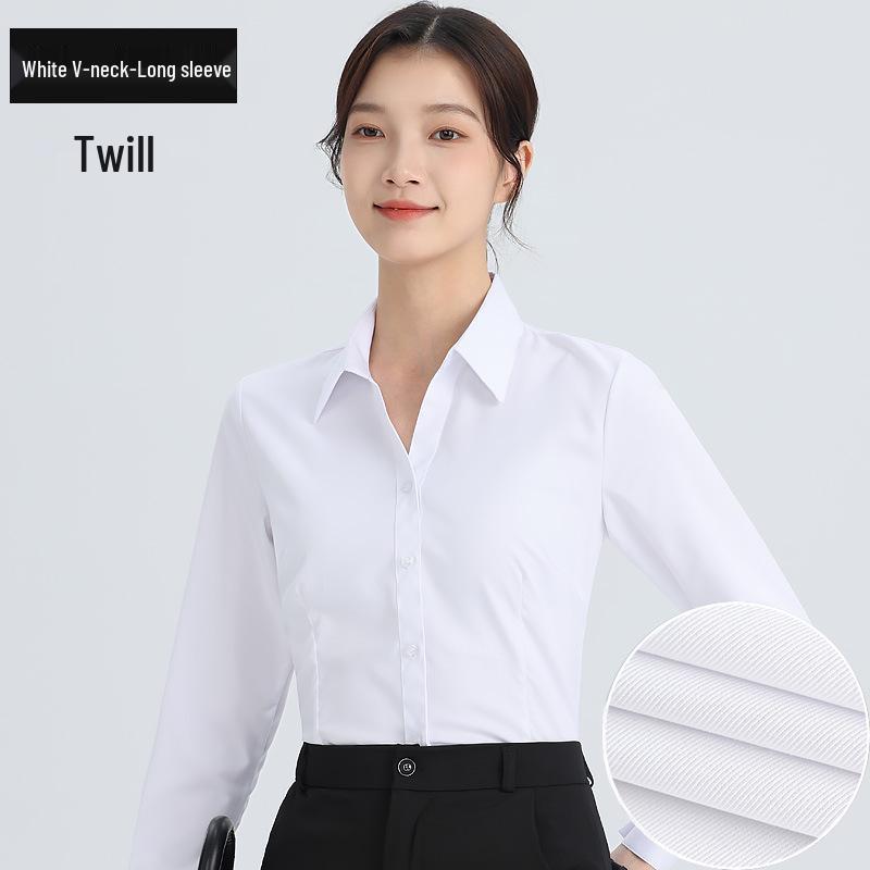 Cămașă Profesională cu Mânecă Lungă Albă pentru Femei - Primăvară/Toamnă Stil Coreean Croială Slim Top Formal