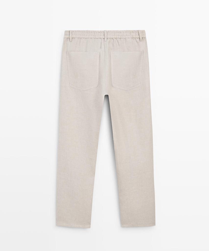 Masimodutti Semi-Jogger Fit Linen Pants