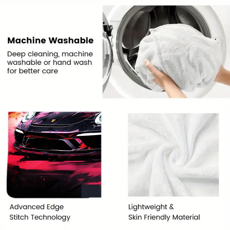 Black Sports Car Art 2D Flat Pattern Flannel Blanket High quality All Seasons Warmth and Comfort Perfect for Christmas Gifts.MMT0918155