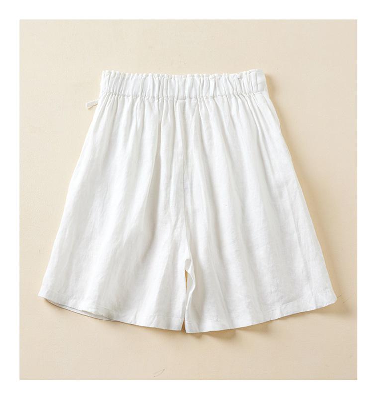 Women's 2024 Summer Multi-Color Cotton Linen Elastic Back Wide-Leg Loose Casual Plus-Size Shorts