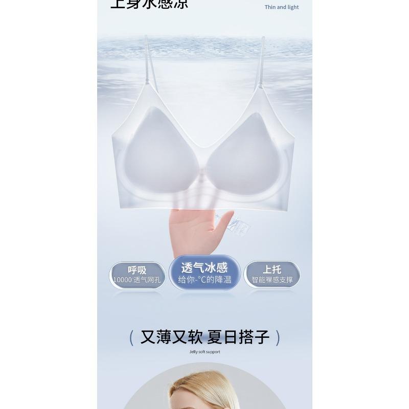 Women Ultra Thin Cool Seamless Beauty Back Wireless Gather Push Up Breathable Large Size Bra