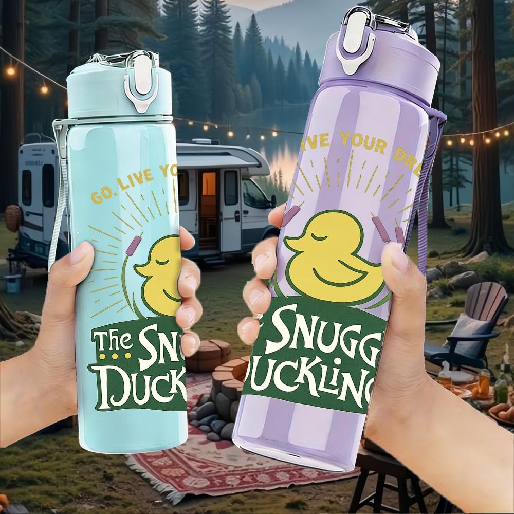 1PC The Silliest Duckling Quote Print 750ml Color Plastic Sports Water Bottle Leakproof Flip Straw Lid Suitable for Sports Office Home Use