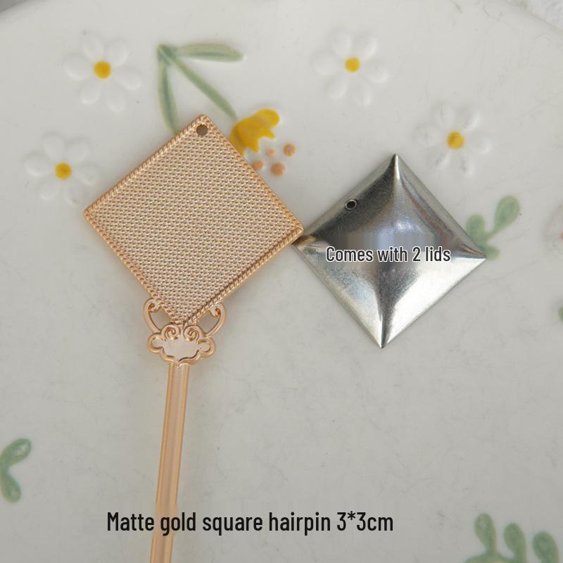 Handwoven Song Brocade Blue-Dyed Fabric Embroidery Cloth with Medium Hairpins - New Chinese Design, DIY Accessories, Double Lid