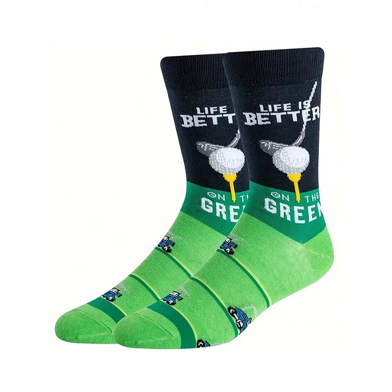 Men's Large Size Mid-Calf Cotton Stockings In Animal Life Series Theme Trendy Stockings
