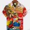 Camicia Tropic Pappagallo Tramonto Uomo Donna Moda Aloha Spiaggia Vacanza Camicia Hawaiana Manica Corta Camicetta Festiva Uomo camisa