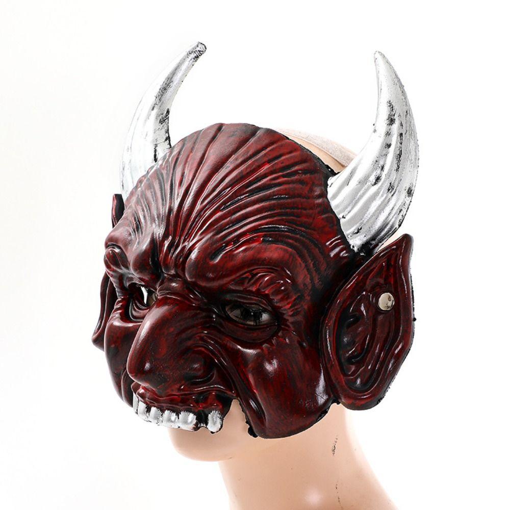 Demon Goat Horn Mask Cattle Cosplay Masquerade Creative Halloween Mask  Unisex