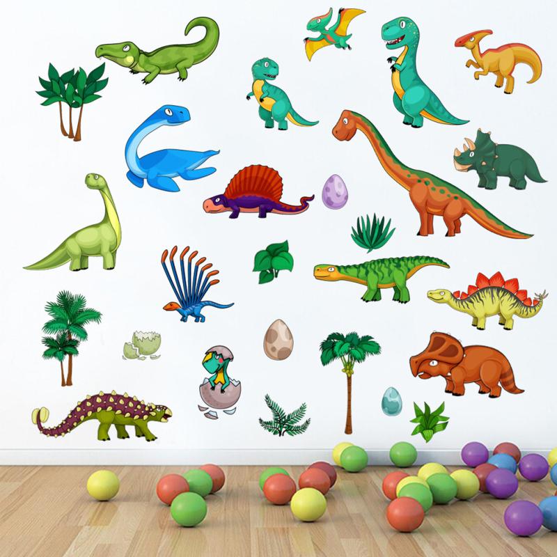 Pvc Cartoon Dinosaur Wall Stickers Decals Watercolor Removable Living