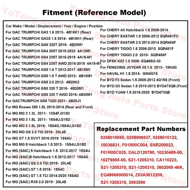 O2 Oxygen Sensor For GAC GS8 TRUMPCHI GS5 GS4 MG 3 5 MG3 GS GT RX5 350 CHERY TIGGO EASTAR A3 Spare Parts 0258010050 0258006937
