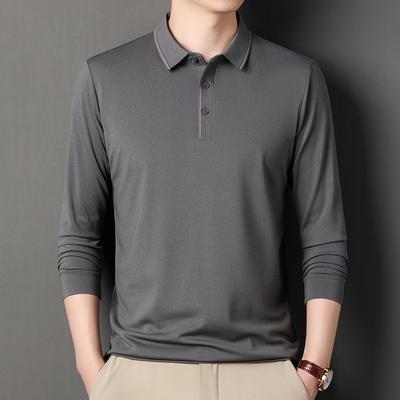 Polo da uomo primavera e autunno, maglietta a maniche lunghe, bavero semplice, da uomo, per attività commerciali, per giovani, taglie grandi, da indossare da papà