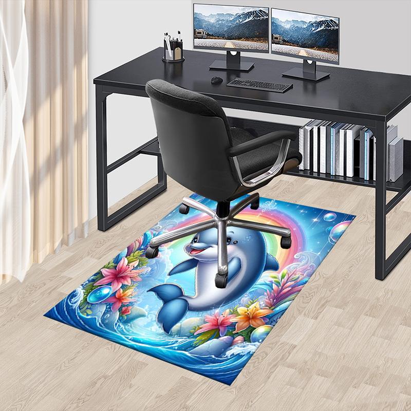 1PC Dolphin Rainbow Extra Large Non Slip Floor carpet, Office, family, Studio   Large Area Rug Indoor Rugs, Bold Statement Piece