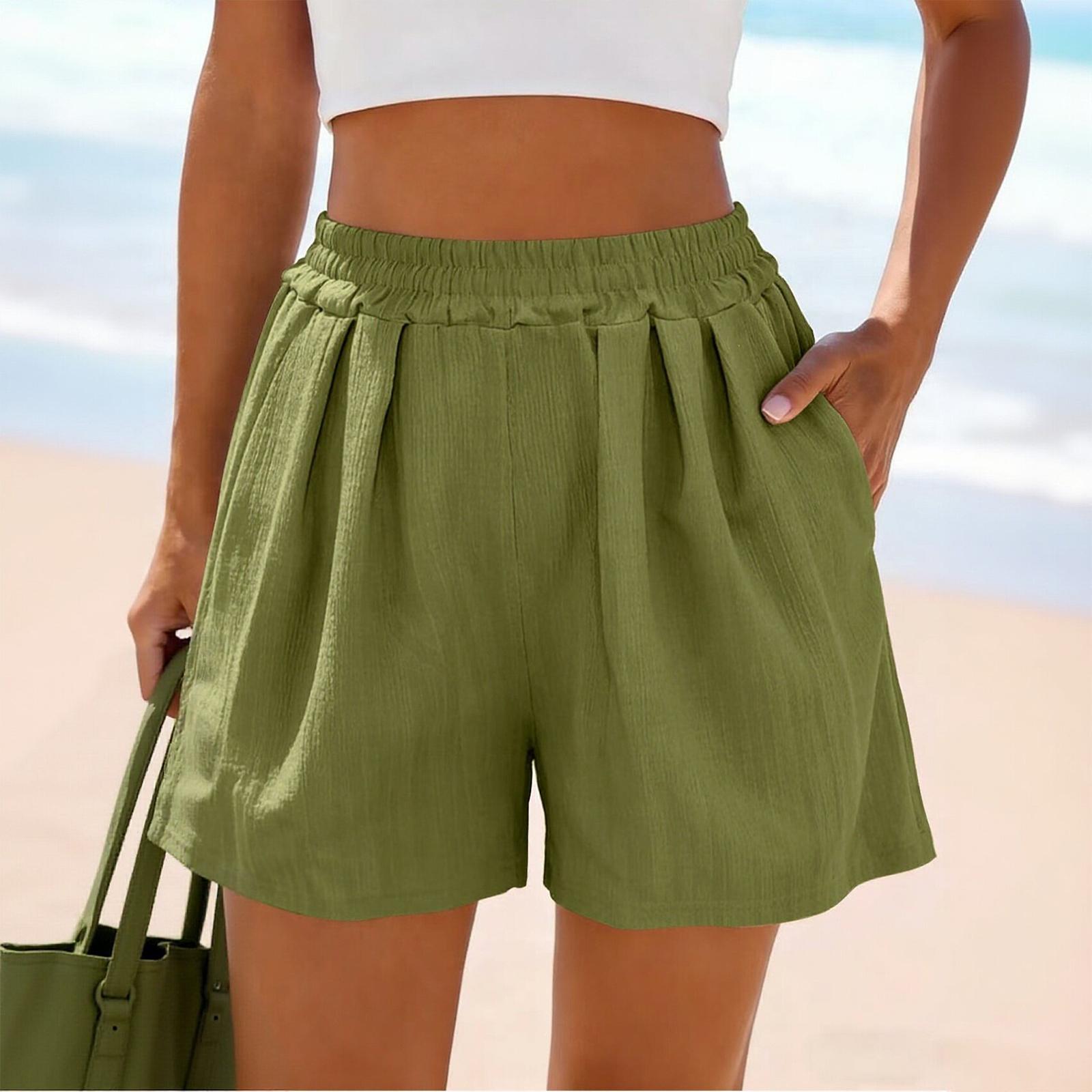 Women s Wide Sports Casual Loose Fashion Pocket Shorts L