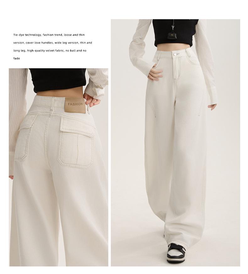 American Retro High-Rise Scimitar Jeans - Women's Autumn Wide-Leg Slimming Pants