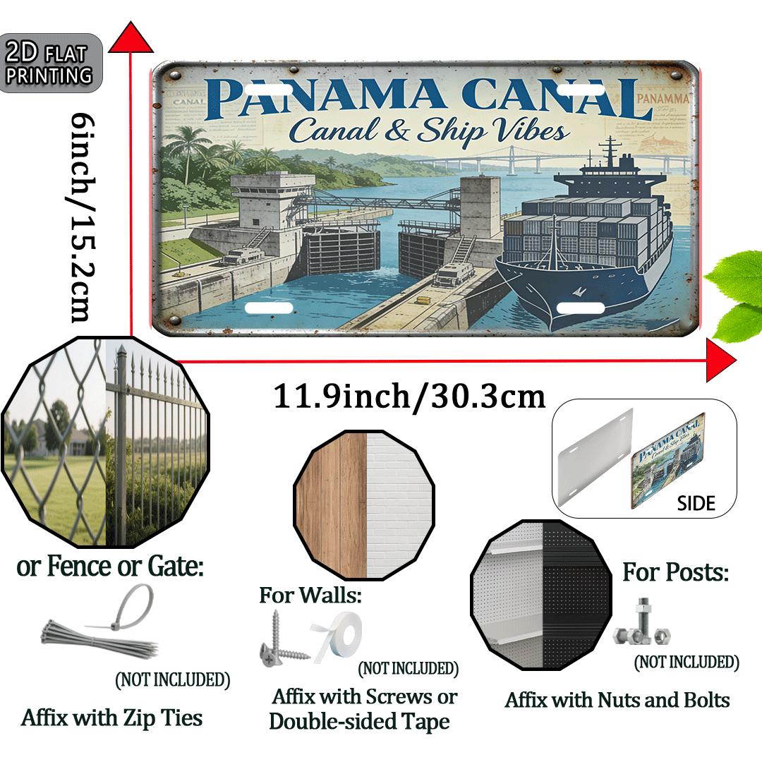 D Flat D Plane  D Plane  Vintage Sign  D Flat Printing Panama Canal Ship Type Outdoor Wall Decor inch X inch 15x30cm(5.9x7.8inch)