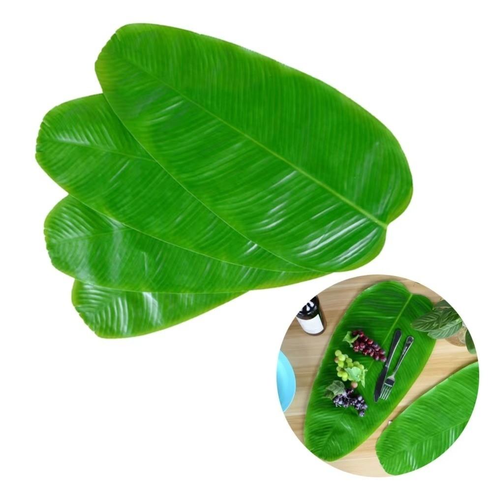 5Pcs Heat Resistant Artificial Banana Leaves Coasters Decor Waterproof Faux Lotus Leaf Anti Skid Simulation Table Mats