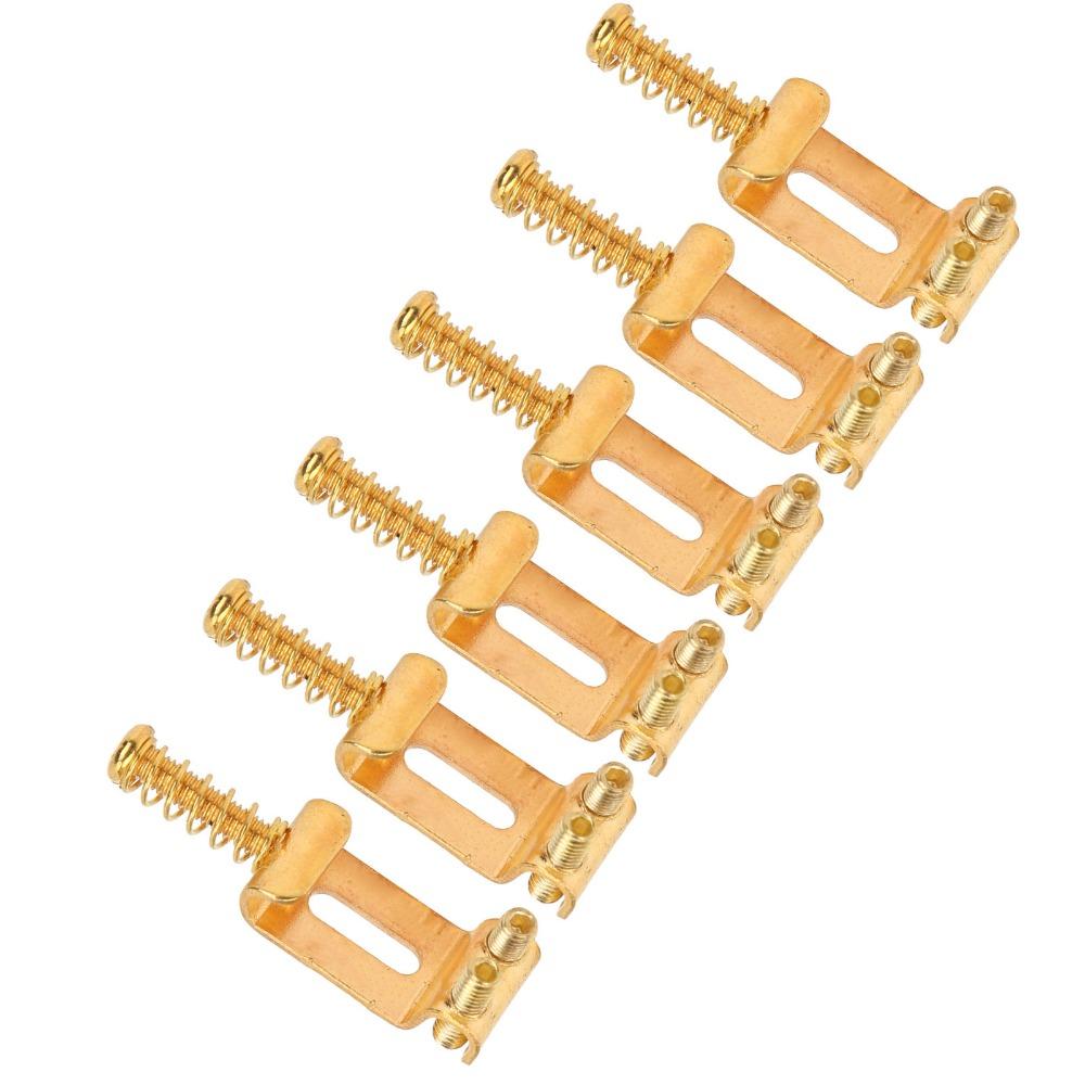 6PCS Metal Material Electric Guitar Saddles Golden Tremolo Bridge Saddles For Electric Guitar