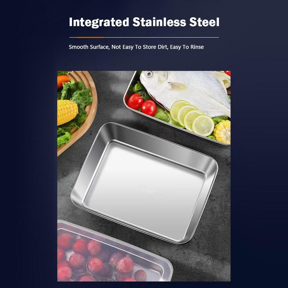 Leakproof Stainless Steel Food Containers Stackable Reusable Metal Lunch Box Lockable Clips Square Dish Preservation Box