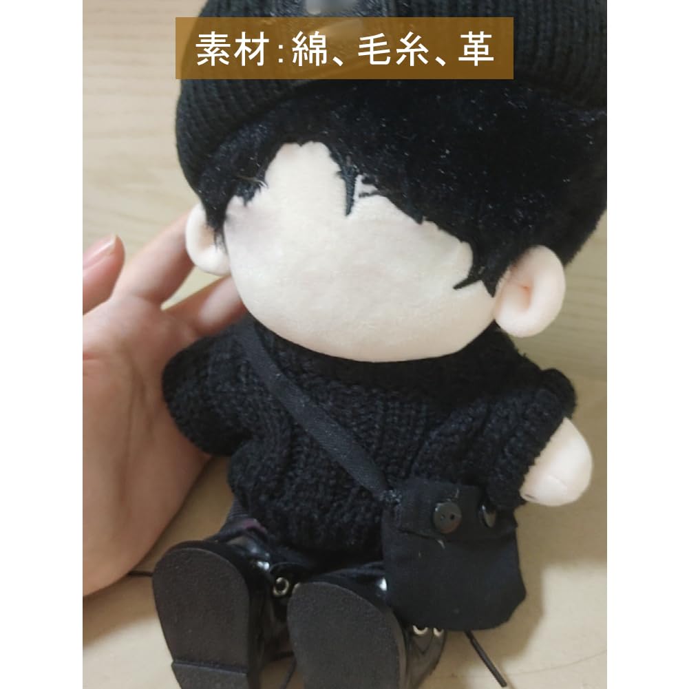 YUYAKESHI Doll Cotton Doll Clothes 20CM Doll Clothes Change of Clothes Twist Sweater Black Plush Sweater for Dolls Doll Clothes Set Shorts (Sweater +